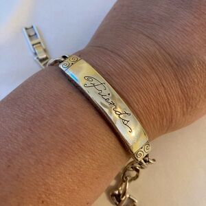 Brighton Friends Embellished Silver Tone Chain Bracelet
